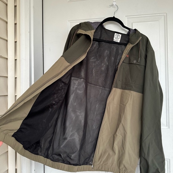 Voyager Jacket Mens XL Green Full Zip Windbreaker Water Resistant Jacket Hood - Picture 3 of 6